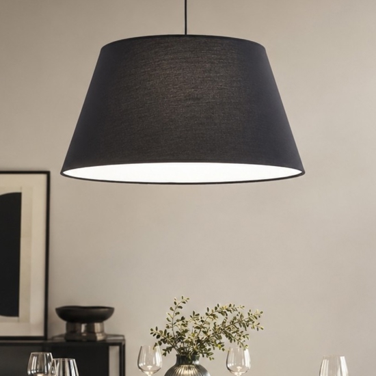 Lampadario a sospensione cono in tessuto nero 