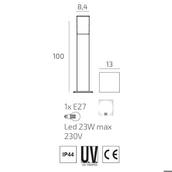 Top light lampione corten da giardino nizza moderno ip44