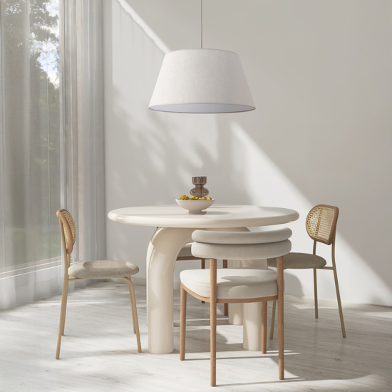 Lampadario cono a sospensione in tessuto beige