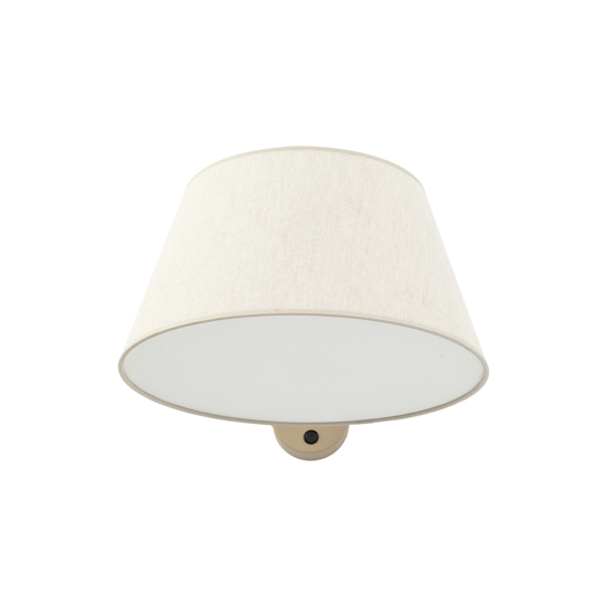 Applique con braccio orientabile beige in tessuto per comodino camera da letto