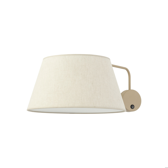 Applique con braccio orientabile beige in tessuto per comodino camera da letto