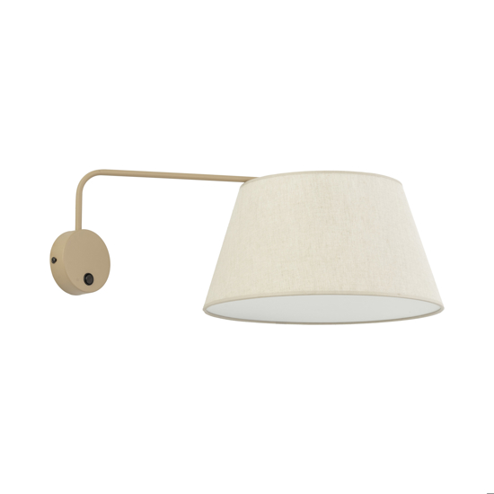 Applique con braccio orientabile beige in tessuto per comodino camera da letto