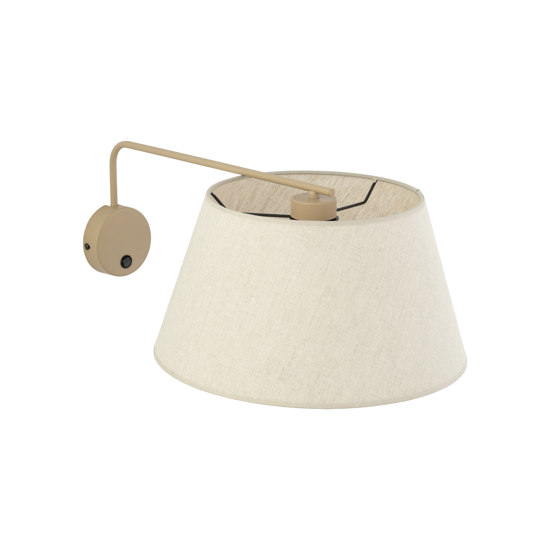 Applique con braccio orientabile beige in tessuto per comodino camera da letto