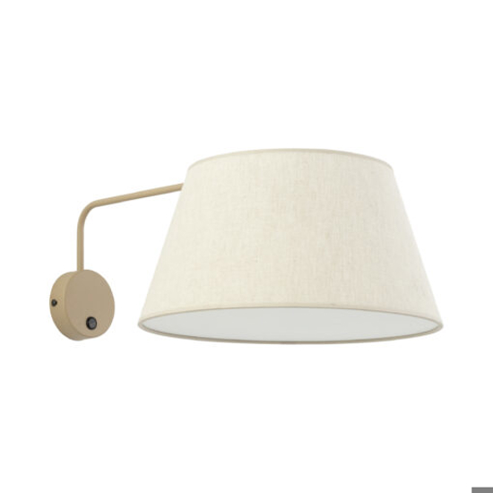 Applique con braccio orientabile beige in tessuto per comodino camera da letto