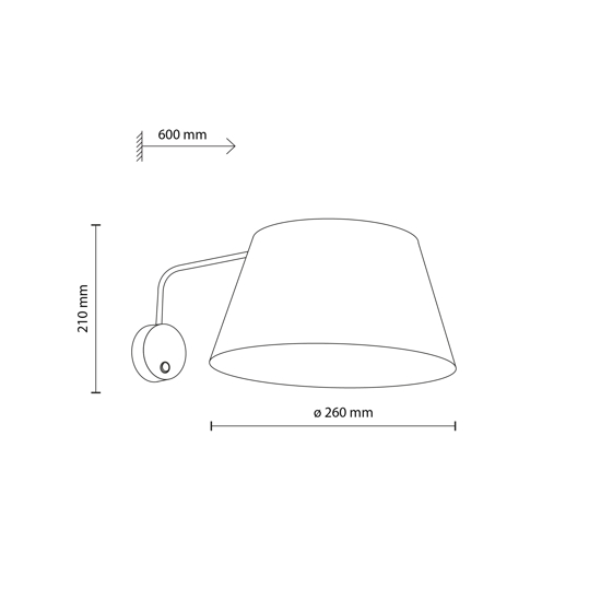Applique con braccio orientabile beige in tessuto per comodino camera da letto
