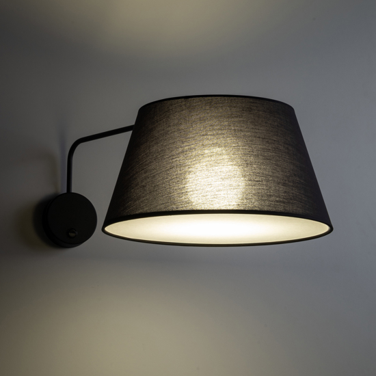 Applique con braccio orientabile nero per comodino camera da letto