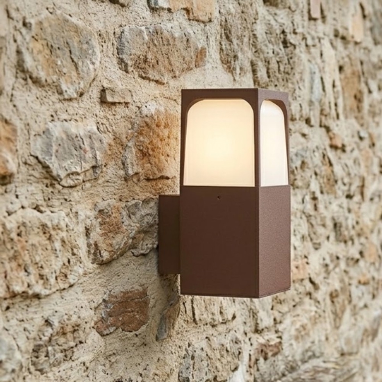 Top light york applique da esterno corten design moderno