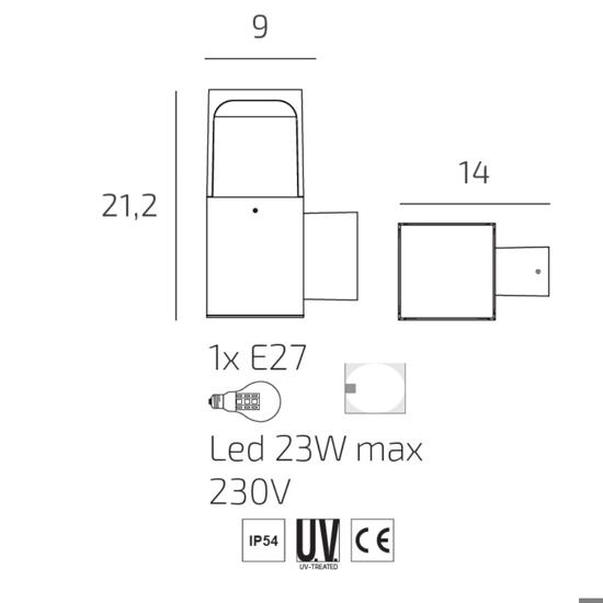 Top light york applique da esterno corten design moderno