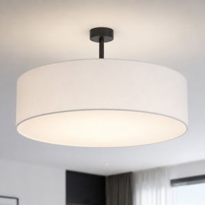 Plafoniera cilindro di tessuto bianco 60 cm per soggiorno moderno