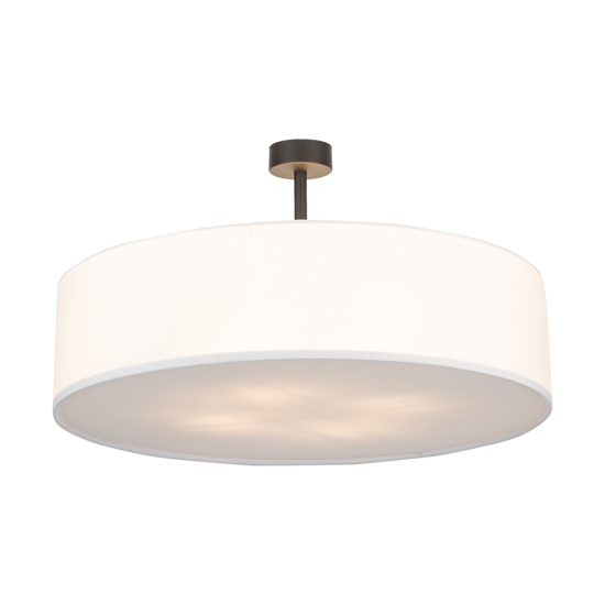 Plafoniera cilindro di tessuto bianco 60 cm per soggiorno moderno
