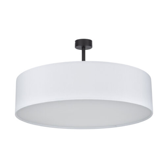 Plafoniera cilindro di tessuto bianco 60 cm per soggiorno moderno