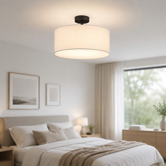 Plafoniera di tessuto cilindro bianco moderno 40 cm per camera da letto