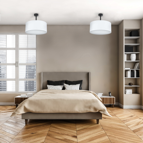 Plafoniera di tessuto cilindro bianco moderno 40 cm per camera da letto