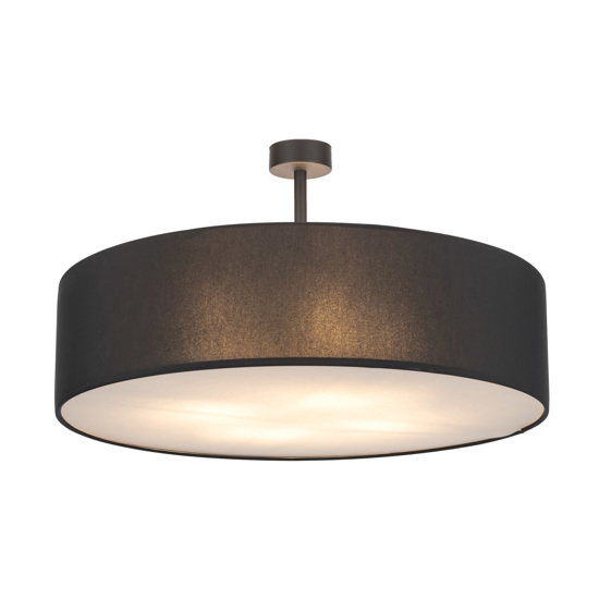 Plafoniera cilindro nero di tessuto 60 cm da soffitto per soggiorno moderno