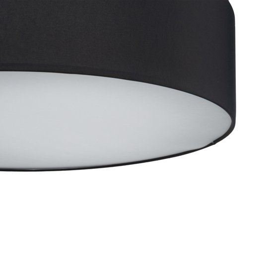 Plafoniera cilindro nero di tessuto 60 cm da soffitto per soggiorno moderno