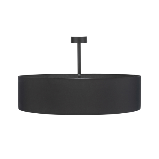 Plafoniera cilindro nero di tessuto 60 cm da soffitto per soggiorno moderno