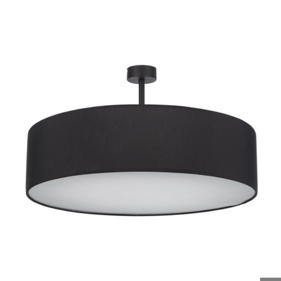 Plafoniera cilindro nero di tessuto 60 cm da soffitto per soggiorno moderno