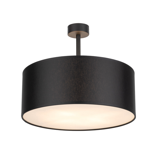 Plafoniera 40 cm nera da soffitto cilindro in tessuto per camera da letto