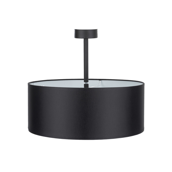Plafoniera 40 cm nera da soffitto cilindro in tessuto per camera da letto