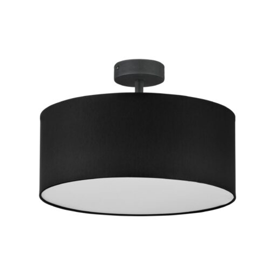 Plafoniera 40 cm nera da soffitto cilindro in tessuto per camera da letto
