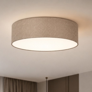 Plafoniera cilindro 45 cm di tessuto lino per camera da letto