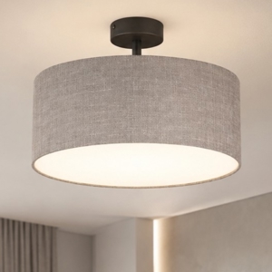 Plafoniera cilindro da soffitto in tessuto  lino rustico 40 cm per camera da letto