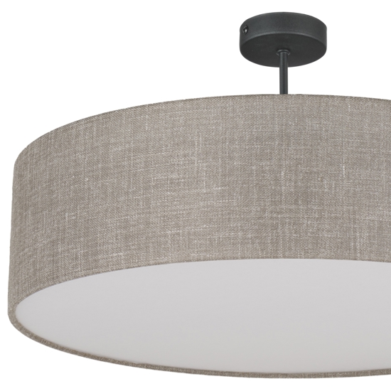 Plafoniera di tessuto 60cm cilindro lino beige per soggiorno moderno