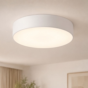 Plafoniera di tessuto bianco 60 cm cilindro per soggiorno moderno