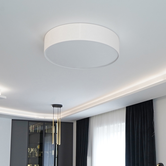 Plafoniera di tessuto bianco 60 cm cilindro per soggiorno moderno