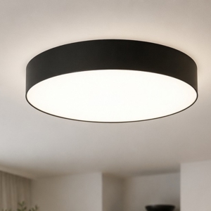 Plafoniera cilindro di tessuto nero 78 cm per soggiorno moderno