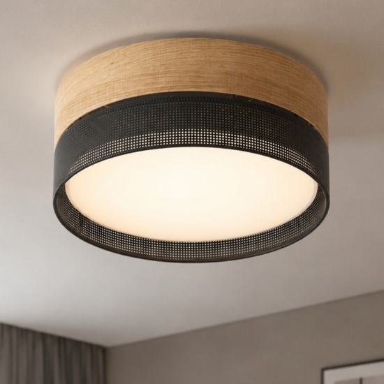 Plafoniera moderna da soffitto quercia nero per soggiorno