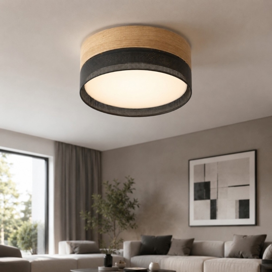 Plafoniera moderna da soffitto quercia nero per soggiorno