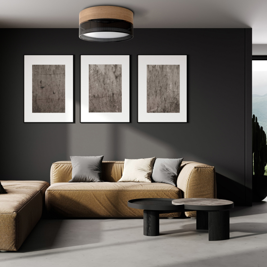 Plafoniera moderna da soffitto quercia nero per soggiorno