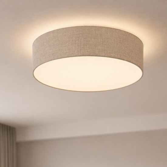 Plafoniera cilindro da soffitto 60 cm in tessuto lino