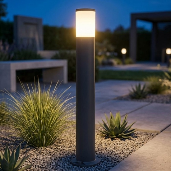 Lampione palo da giardino moderno nero anti corrosione top light loano