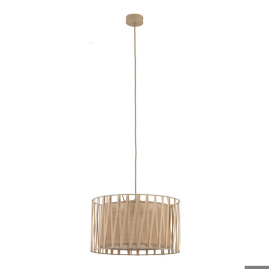 Lampadario a sospensione cilindro tessuto sabbia  40 cm per camera da letto
