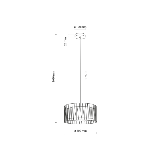 Lampadario a sospensione cilindro tessuto sabbia  40 cm per camera da letto