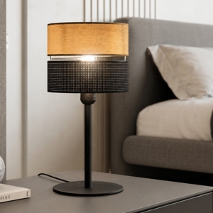 Abat-jour lampada da comodino nero quercia per camera da letto moderna