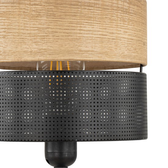 Abat-jour lampada da comodino nero quercia per camera da letto moderna