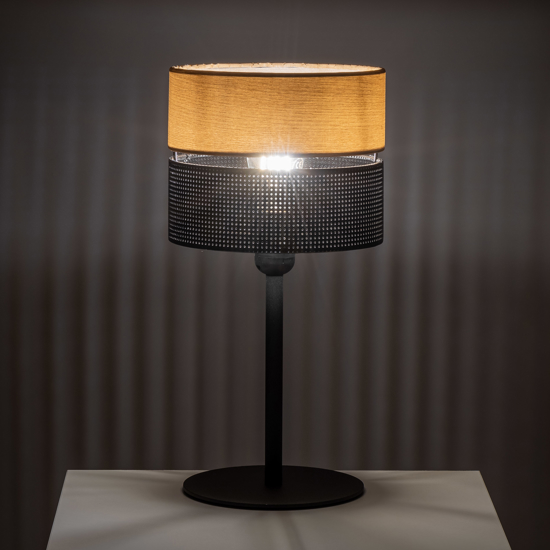 Abat-jour lampada da comodino nero quercia per camera da letto moderna