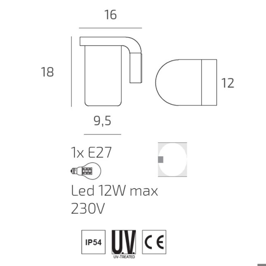 Applique da esterno moderna antracite top light lugano