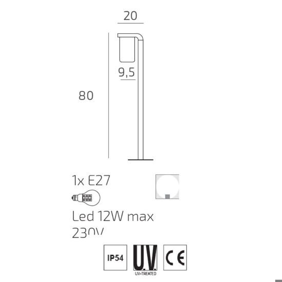 Lampione da giardino moderno antracite top light lugano