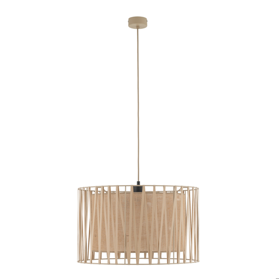Lampadario di tessuto 50 cm sabbia cilindro intreccio per camera da letto