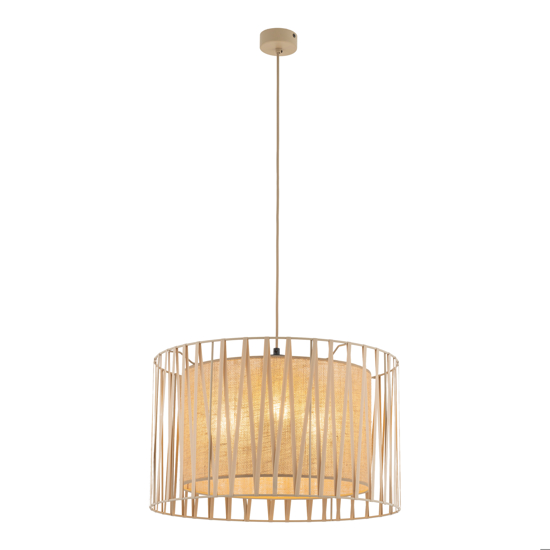 Lampadario di tessuto 50 cm sabbia cilindro intreccio per camera da letto