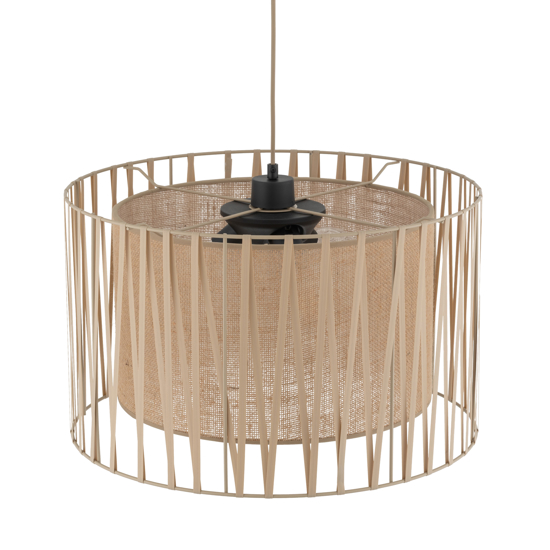 Lampadario di tessuto 50 cm sabbia cilindro intreccio per camera da letto