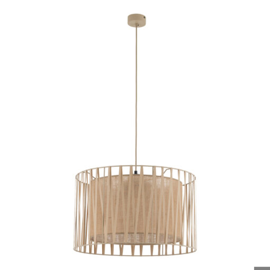 Lampadario di tessuto 50 cm sabbia cilindro intreccio per camera da letto
