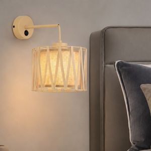 Applique da comodino con interruttore in tessuto sabbia per camera da letto