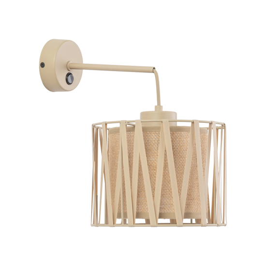 Applique da comodino con interruttore in tessuto sabbia per camera da letto