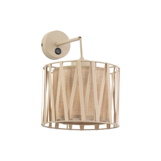 Applique da comodino con interruttore in tessuto sabbia per camera da letto