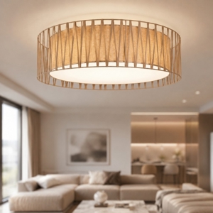 Plafoniera di tessuto sabbia 72 cm design moderno cilindro per soggiorno